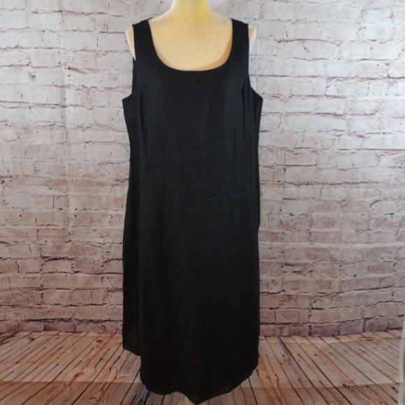 eileen fisher black linen dress
